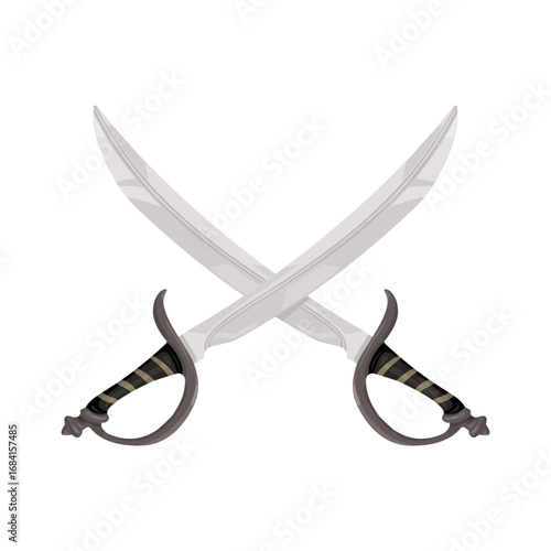 Crossed Scimitar Sword Saber Weapon Icon Logo Illustration Vector