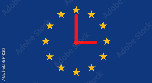 The European Union Flag Transformed into a Clock Indicating the Passage of Time and the Urgency of Important Decisions for the Continent