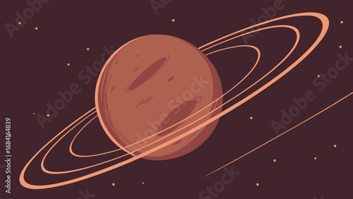 Stylized Planet with Rings Space Background Cosmic Illustration Astronomy Artwork.