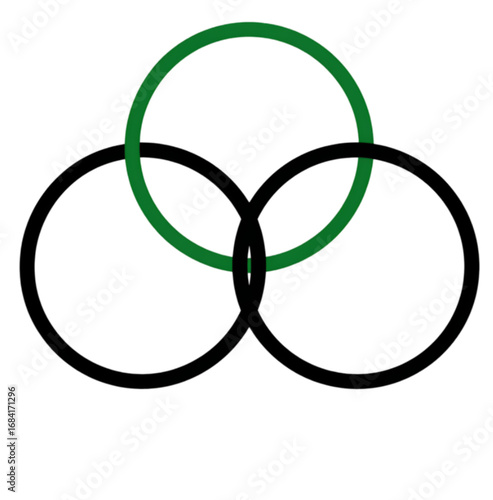 Wallpaper Mural Geometric Design of Three Interlocking Green and Black Rings. Torontodigital.ca