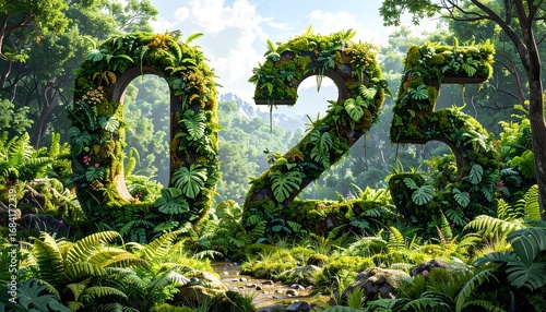 Lush jungle scene with numbers