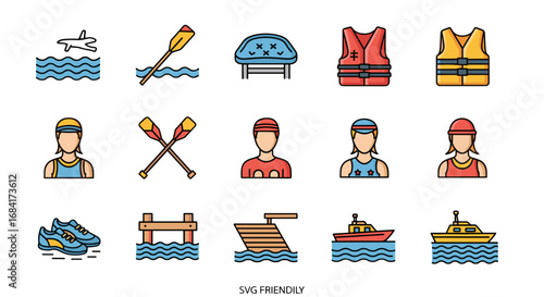 Collection of kayaking and boating equipment and accessories