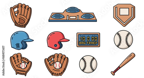 Baseball equipment including gloves, helmets, and baseballs