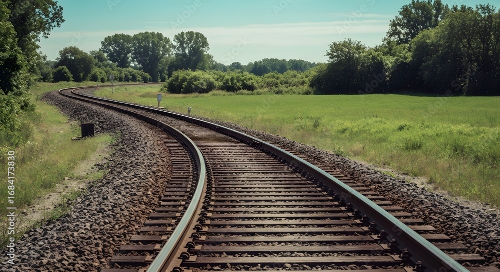 Obraz premium Railroad tracks curved diverging