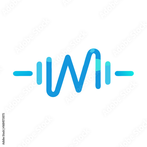 Vector art of a vibrant blue sound wave graphic with vertical bars and horizontal lines, symbolizing audio or music