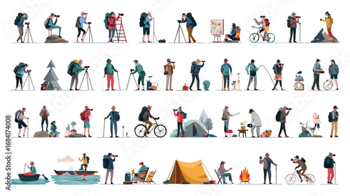 Large Collection of People Engaged in Outdoor Recreation and Adventure.