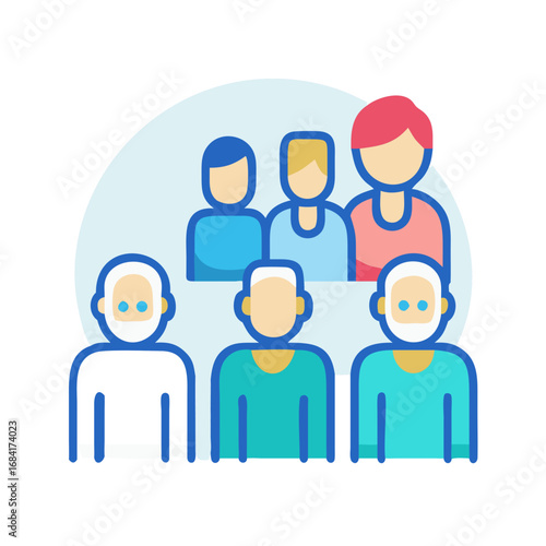 Vector art of a diverse group of people illustration, representing community and collaboration