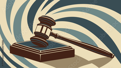 Gavel on Block Retro Style.