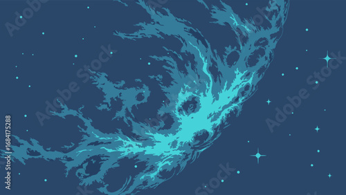 Abstract Cosmic Nebula Teal and Blue Space Background Galaxy Illustration Starry Night Design Celestial Art Universe Artwork Fantasy Space Scene.