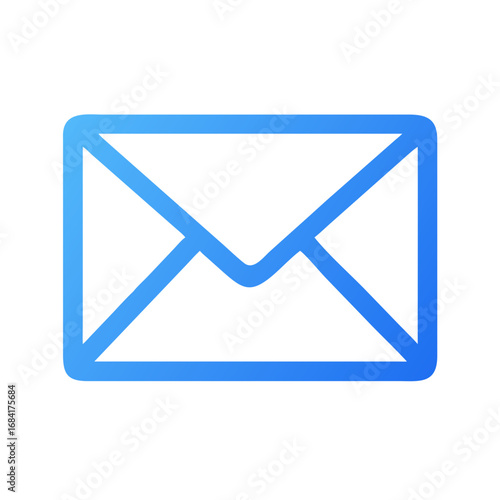 Vector art of a simple blue gradient icon representing an email envelope, symbolizing communication and messaging