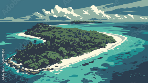 Island paradise tropical landscape scenic view.