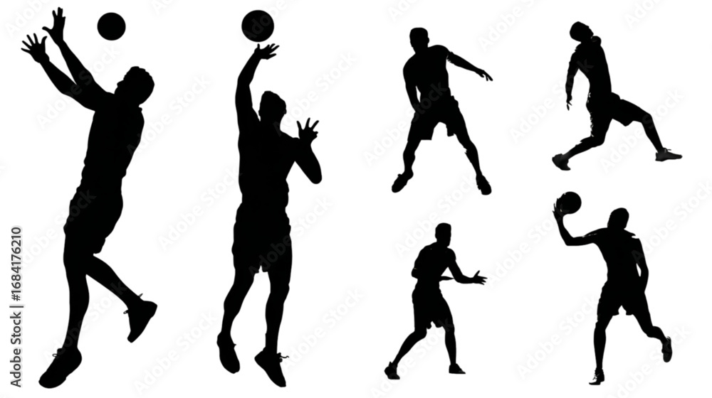 custom made wallpaper toronto digitalCollection of dynamic basketball player action silhouettes.