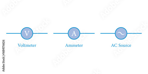 Voltmeter Ammeter and AC Source Symbol.
