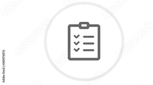 Simple grey clipboard with a checklist icon.