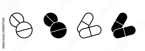 Pills icon vector. capsule icon. Drug sign and symbol