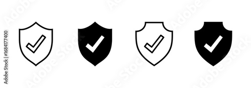 Shield check mark icon vector. Protection approve sign. Insurance icon