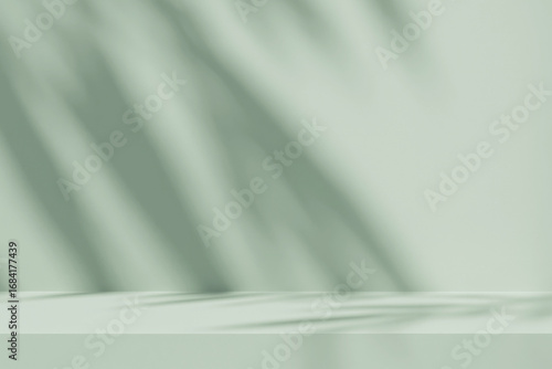 background, cosmetic, beauty, product, display, green, luxury, elegant, contemporary, modern, minimal, nature, organic, care, skin, counter, top, table, blank, texture, abstract, sunlight, shadow, cle