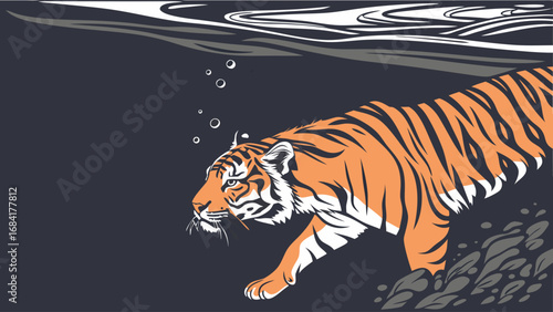 Tiger in Water.