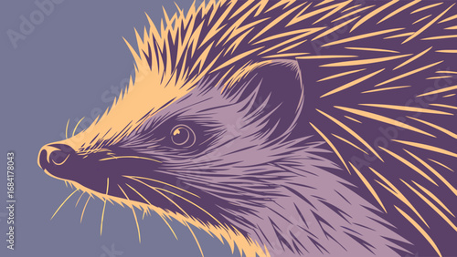 Stylized Hedgehog Portrait Vector Illustration Wildlife Art Nature Design Animal Print Cute Hedgehog Spiky Mammal Nocturnal Animal Woodland Creature Fauna Pet Graphic Design Poster Card Banner Wallpa.