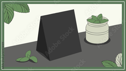 Blank Triangle Display Stand with Plant Pot.