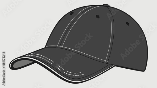 Black Baseball Cap Illustration.