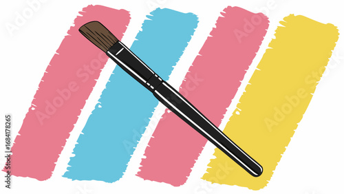 Paintbrush and Colorful Strokes Abstract Art Design for Creative Projects.