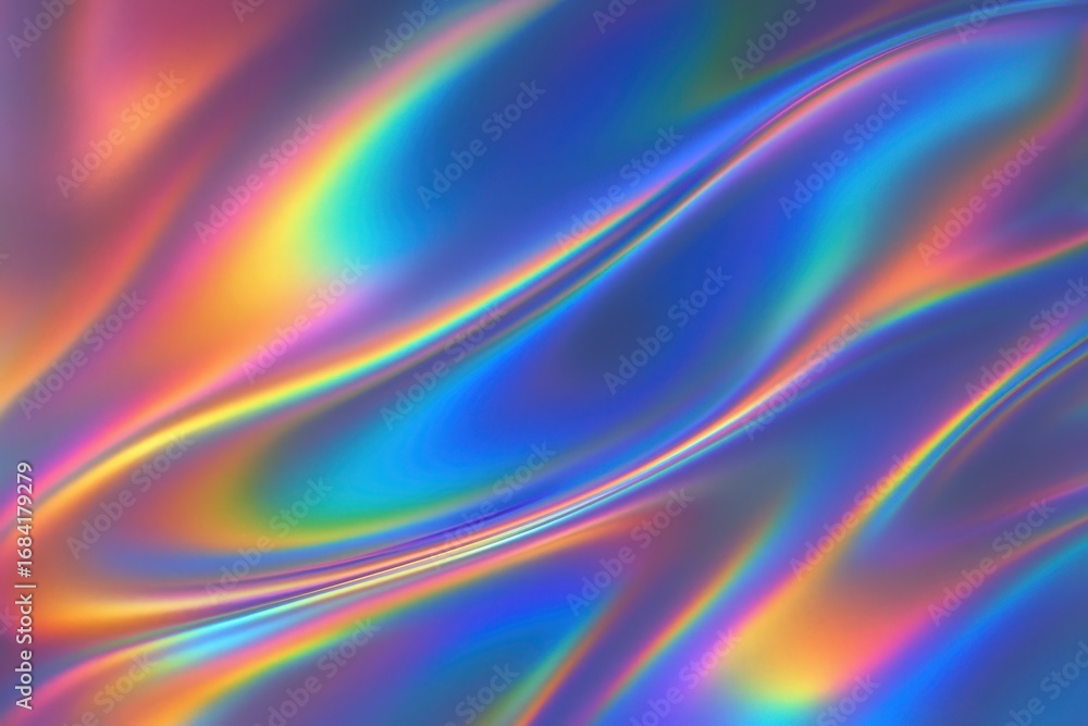 Obraz premium Iridescent holographic surface with rainbow prismatic effects creating contemporary luxury background for premium brands