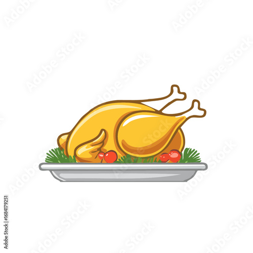 Traditional Christmas turkey graphic perfect for holiday feast, family gathering and decoration