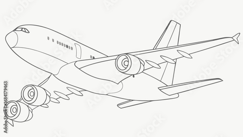 Aircraft in Flight Outline Drawing.