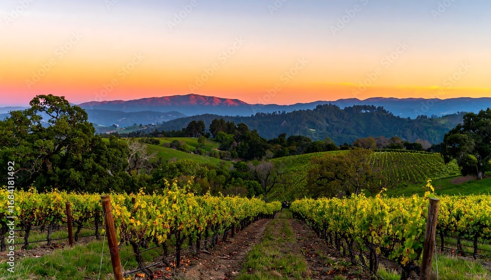 Fototapeta premium Vineyard at sunset