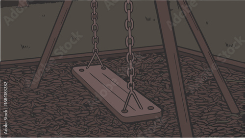 Empty Swing Set in Park.