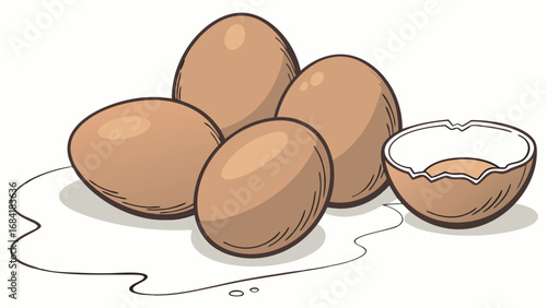 Illustration of Eggs Fresh and Broken.