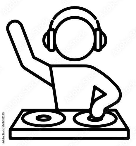 DJ mixing music with turntables and headphones at a party.