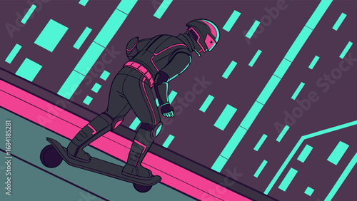 Futuristic Rider on a Personal Mobility Device.