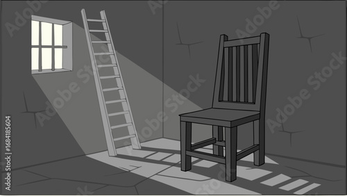 Empty Room with a Chair and Ladder.