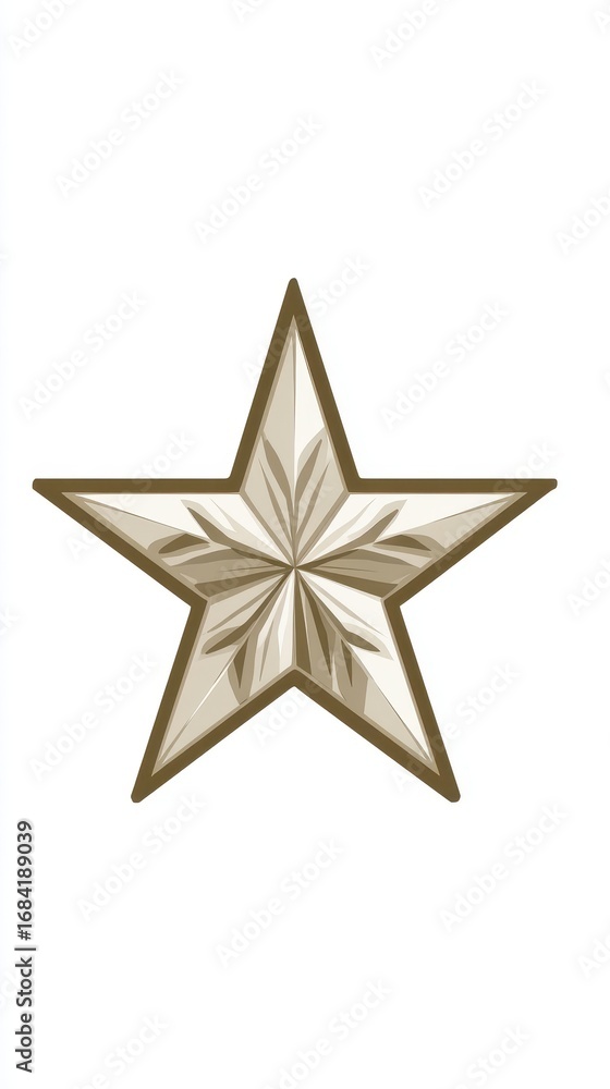 Obraz premium Beige Five Pointed Star with Intricate Design on White Background