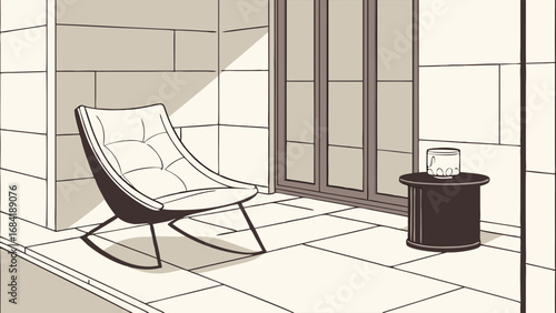 Outdoor Patio Rocking Chair and Side Table.