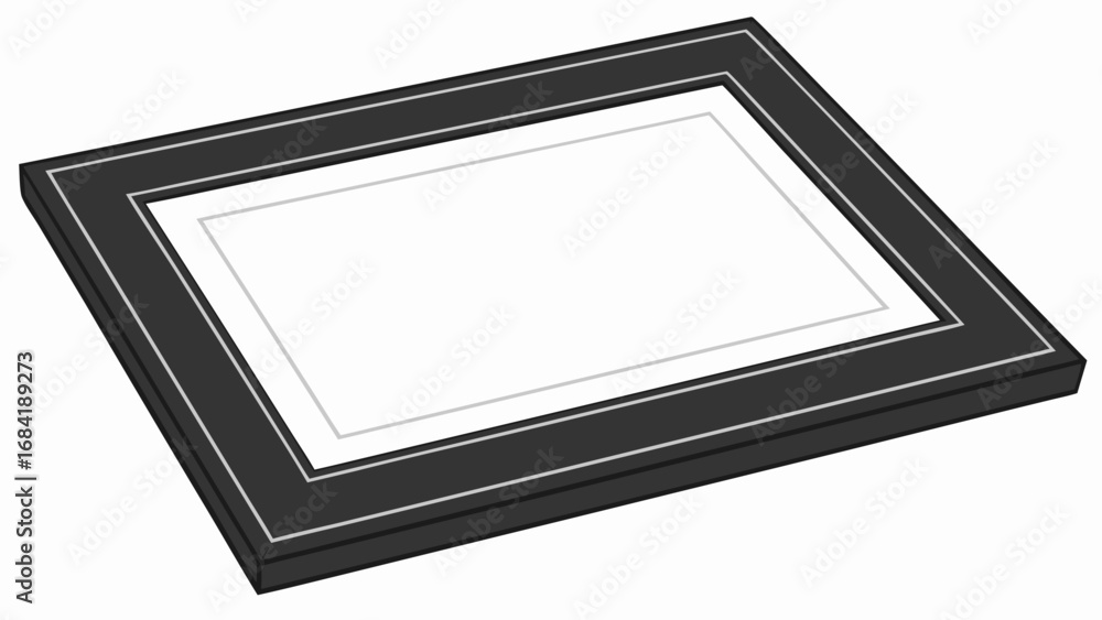 Fototapeta premium Empty Black Picture Frame Mockup Isolated on White Background Design Template for Image Photo Art Presentation.