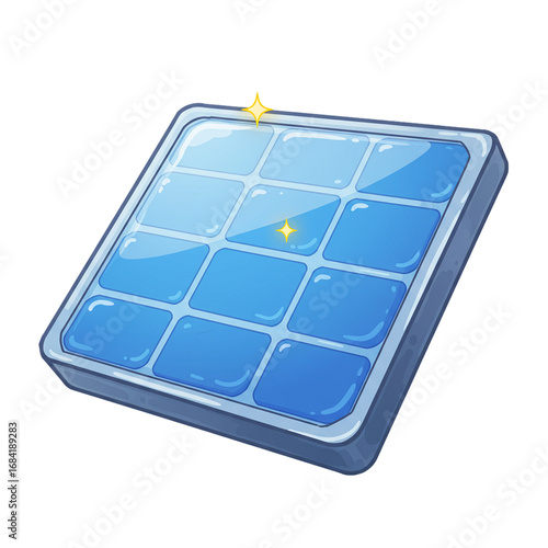 3d cartoon solar panel icon isolated on white background

