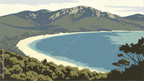 Coastal Mountain Scenery with Beach View.
