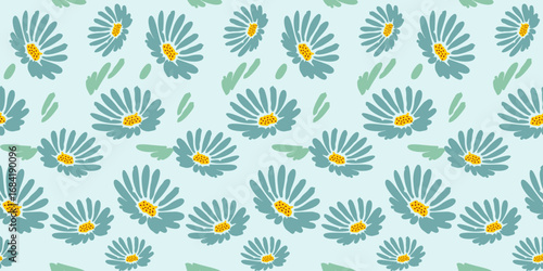 Seamless floral pattern with camomiles and daisies for wallpaper and textile design Hand drawn flowers, seamless patterns with floral for fabric clothing, wrapping paper, cover, banner, interior decor