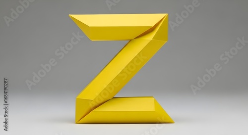 Free Download Bright Yellow Geometric Origami Folded Paper 3D Letter Z on a Light Gray Background - GFXLoad