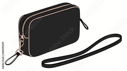 Small Black Handbag with Strap.