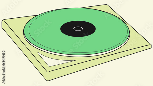 Vinyl Player Illustration on Cream Background.