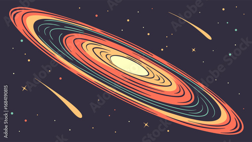Colorful Galaxy Rings in Space.