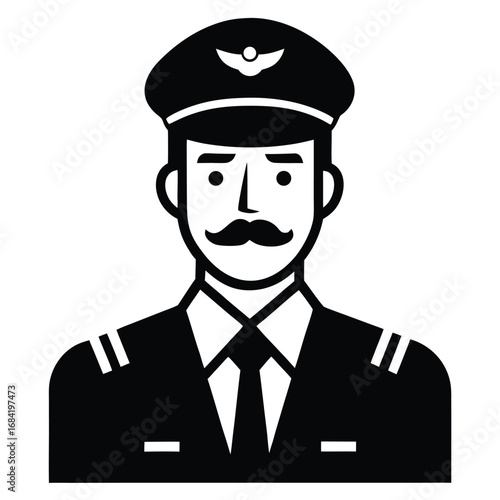 Airline Pilot Vector Icon – Professional Aviator Illustration