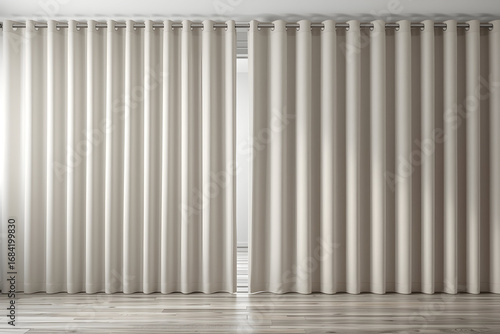 Wallpaper Mural Elegant off white curtains hanging in a room, offering both privacy and style enhancement Torontodigital.ca