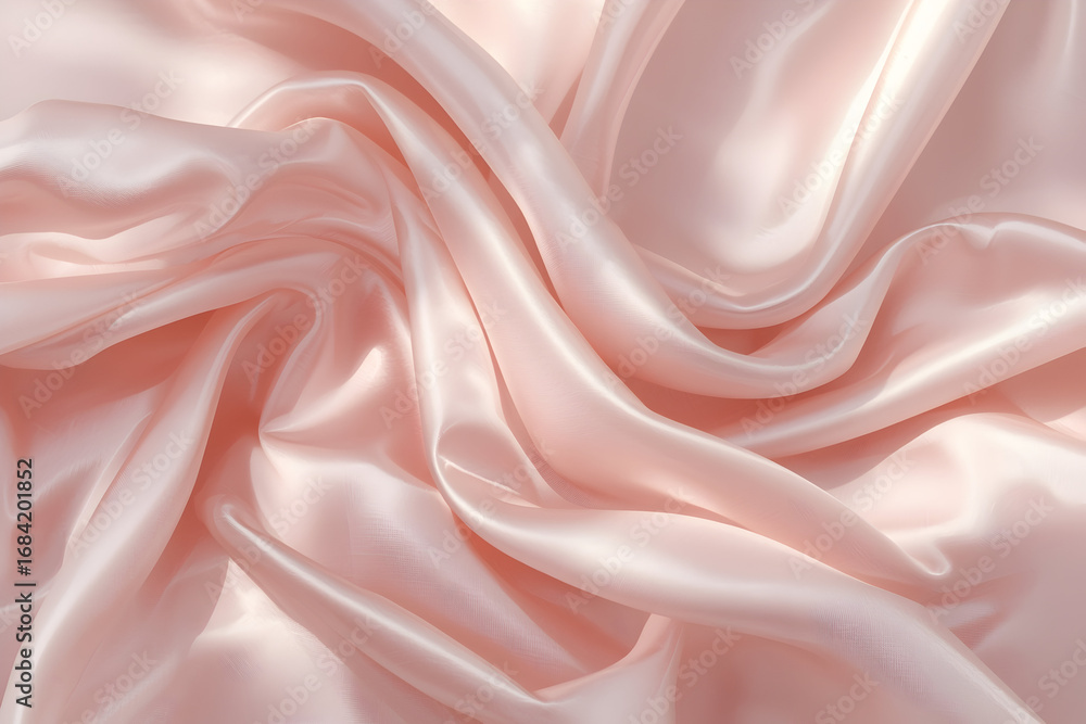 Obraz premium Elegant soft peach silk fabric with beautiful folds and gentle light reflections backdrop