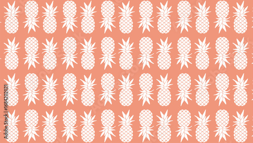 Seamless pineapple pattern vector with tropical summer design. Exotic fruit background for textile, fabric, wallpaper, wrapping paper, beach party decoration, holiday theme