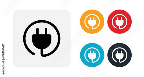 Power plug symbol in multiple colors